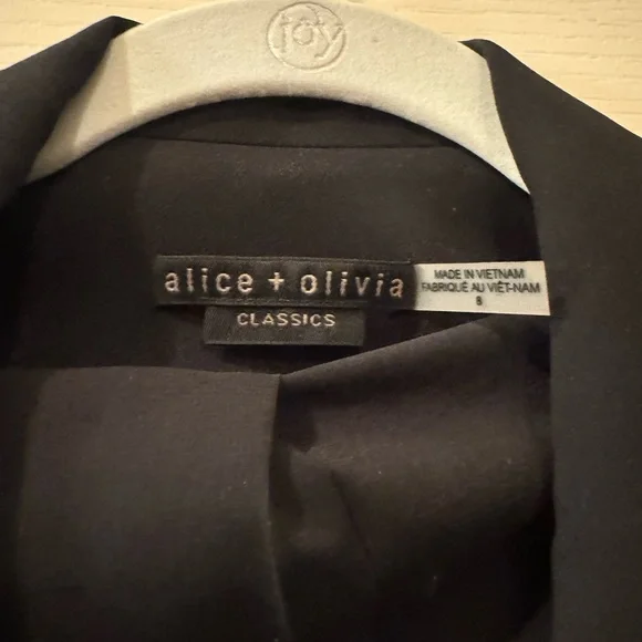 Alice + Olivia Kyrie Piped Tuxedo Dress Black and White 8 - Picture 4 of 6